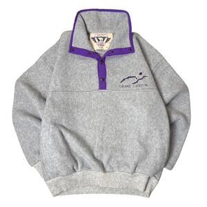 Arctic Image Vintage Grand Canyon Fleece Pullover Mens Medium Grey Purple Snap